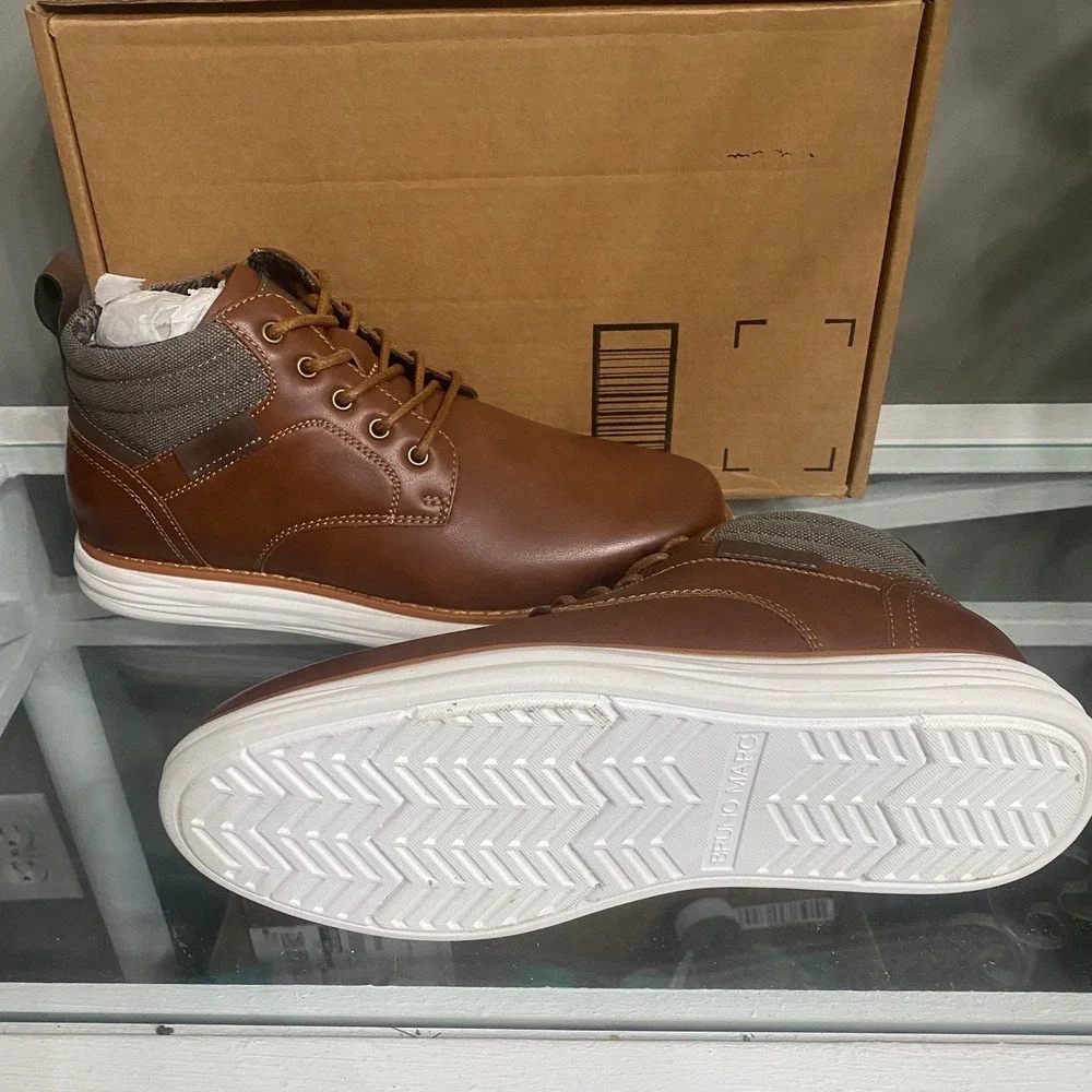 Bruno Marc Grand-High Mens Brown Faux Leather Chukka Boots Sneaker Sole US 7